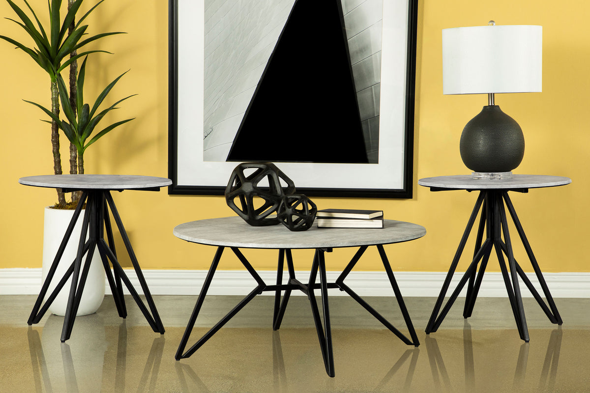 Hadi Round Coffee Table & End Table Sets - 3pcs- Coffee Table + 2 End Tables