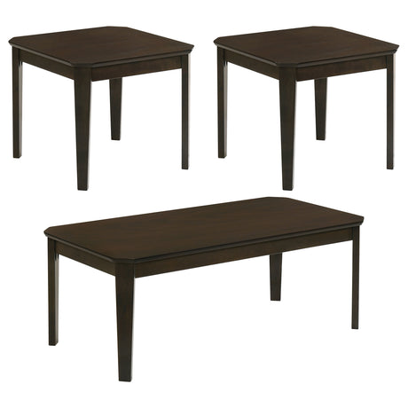 Amaro 3-Piece Coffee & End Table Set - Notched Corners & Tapered Legs in Dark Brown – view 2