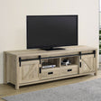 Madra 79" Sliding Barn Door TV Stand - Farmhouse Distressed Pine with Black Metal Hardware – view 1