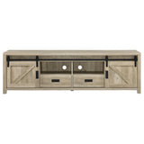 Madra 79" Sliding Barn Door TV Stand - Farmhouse Distressed Pine with Black Metal Hardware – view 5
