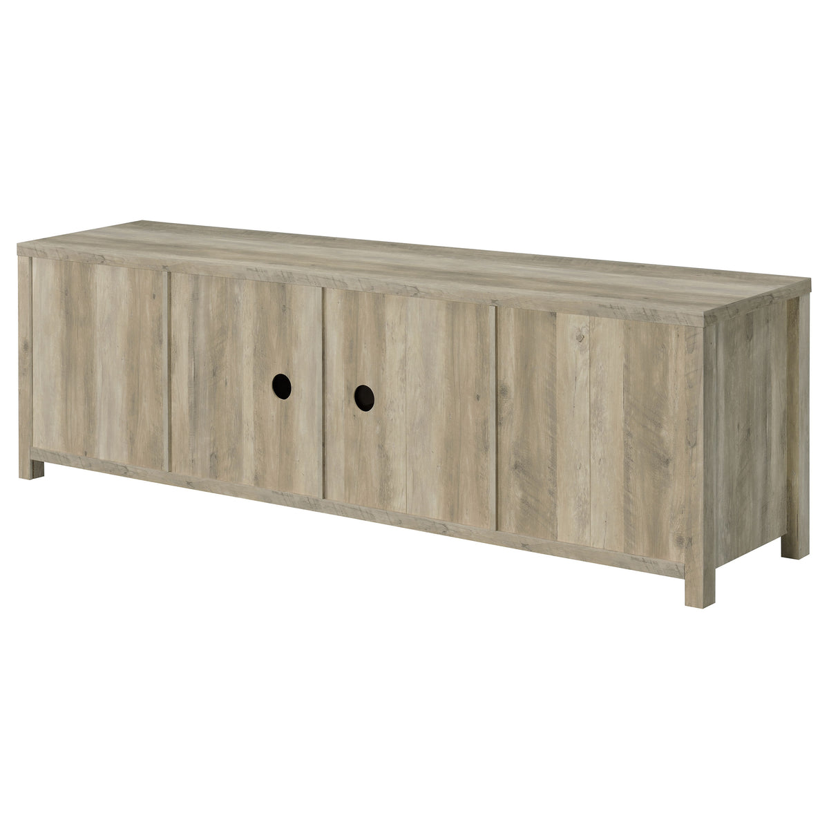 Madra 79" Sliding Barn Door TV Stand - Farmhouse Distressed Pine with Black Metal Hardware – view 10