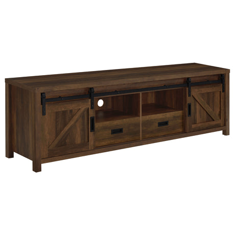 Madra 79" Farmhouse TV Stand with Sliding Barn Doors - 
