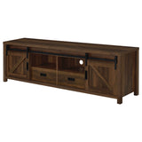Madra 79" Farmhouse TV Stand with Sliding Barn Doors - Dark Pine with Black Hardware – view 6