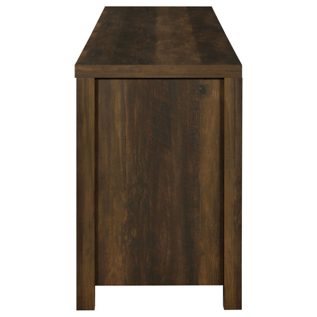 Madra 79" Farmhouse TV Stand with Sliding Barn Doors - Dark Pine with Black Hardware – view 8