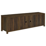 Madra 79" Farmhouse TV Stand with Sliding Barn Doors - Dark Pine with Black Hardware – view 9