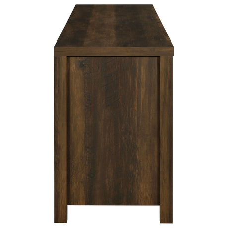 Madra 79" Farmhouse TV Stand with Sliding Barn Doors - Dark Pine with Black Hardware – view 11