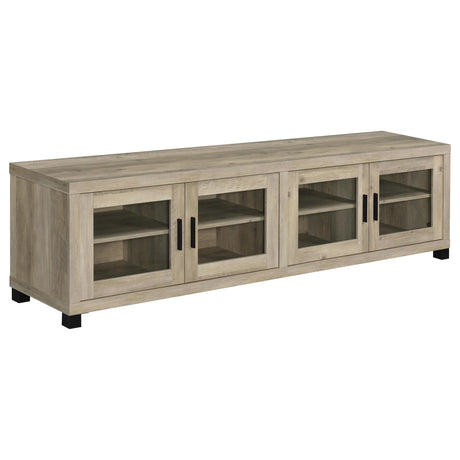 Sachin 79" TV Stand & 3-Piece Entertainment Center - Rustic Distressed Pine with Glass Doors – view 11