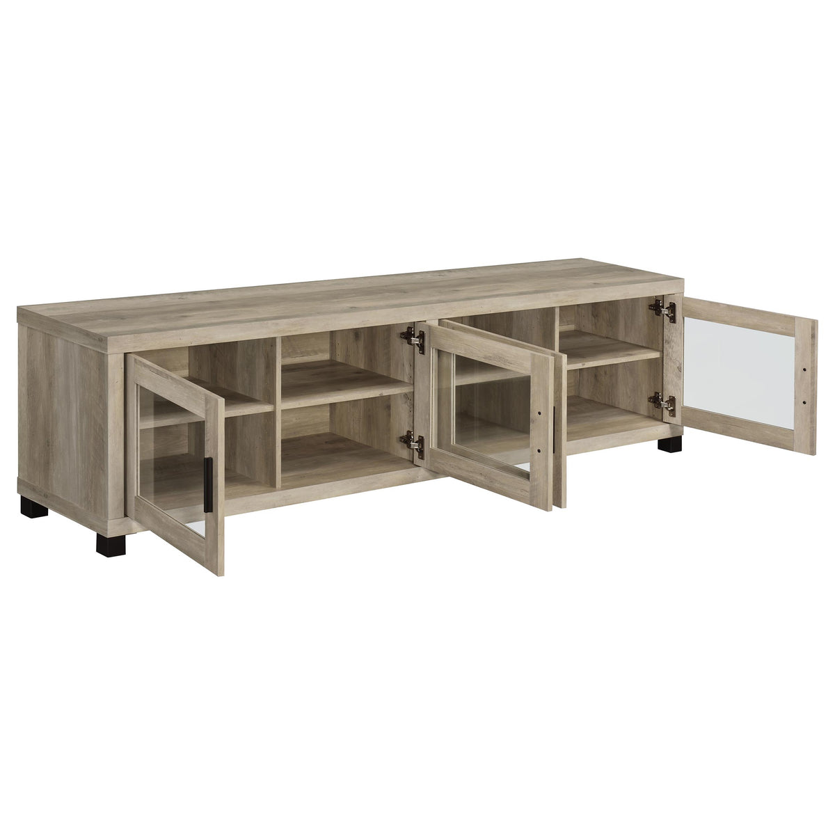 Sachin 79" TV Stand & 3-Piece Entertainment Center - Rustic Distressed Pine with Glass Doors – view 12