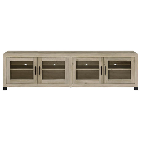 Sachin 79" TV Stand & 3-Piece Entertainment Center - Rustic Distressed Pine with Glass Doors – view 13
