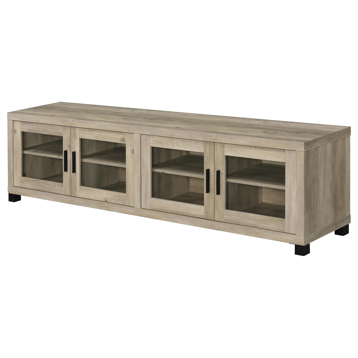 Sachin 79" TV Stand & 3-Piece Entertainment Center - Rustic Distressed Pine with Glass Doors – view 14