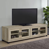 Sachin 79" TV Stand & 3-Piece Entertainment Center - Rustic Distressed Pine with Glass Doors - lifestyle