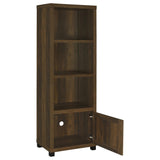 Sachin 79" TV Stand & Entertainment Center with Media Towers - Rustic Pine with Glass Doors & Black Metal Legs – view 10