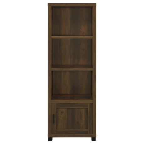 Sachin 79" TV Stand & Entertainment Center with Media Towers - Rustic Pine with Glass Doors & Black Metal Legs – view 11
