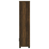 Sachin 79" TV Stand & Entertainment Center with Media Towers - Rustic Pine with Glass Doors & Black Metal Legs – view 12