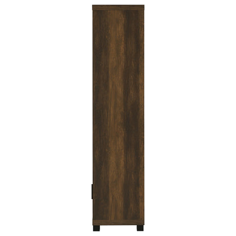 Sachin 79" TV Stand & Entertainment Center with Media Towers - Rustic Pine with Glass Doors & Black Metal Legs – view 12