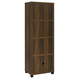 Sachin 79" TV Stand & Entertainment Center with Media Towers - Rustic Pine with Glass Doors & Black Metal Legs – view 13