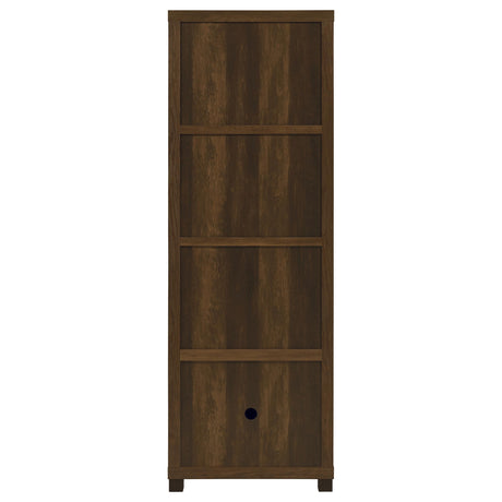 Sachin 79" TV Stand & Entertainment Center with Media Towers - Rustic Pine with Glass Doors & Black Metal Legs – view 14