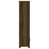 Sachin 79" TV Stand & Entertainment Center with Media Towers - Rustic Pine with Glass Doors & Black Metal Legs – view 15