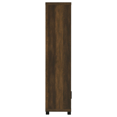 Sachin 79" TV Stand & Entertainment Center with Media Towers - Rustic Pine with Glass Doors & Black Metal Legs – view 15