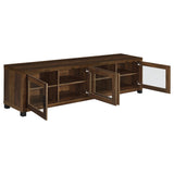 Sachin 79" TV Stand & Entertainment Center with Media Towers - Rustic Pine with Glass Doors & Black Metal Legs – view 17