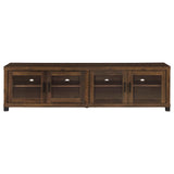 Sachin 79" TV Stand & Entertainment Center with Media Towers - Rustic Pine with Glass Doors & Black Metal Legs – view 18
