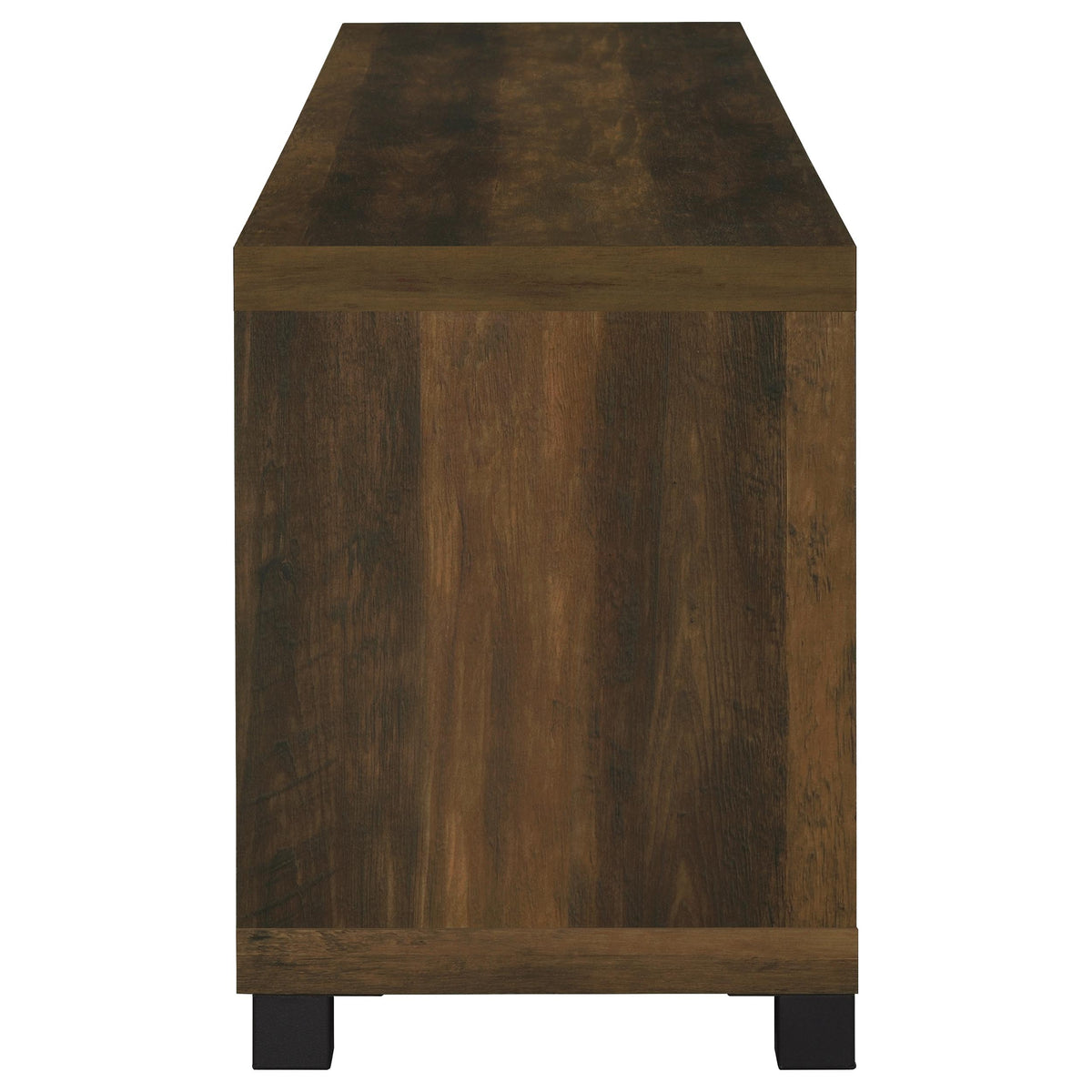 Sachin 79" TV Stand & Entertainment Center with Media Towers - Rustic Pine with Glass Doors & Black Metal Legs – view 20