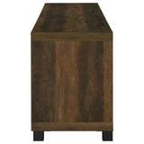 Sachin 79" TV Stand & Entertainment Center with Media Towers - Rustic Pine with Glass Doors & Black Metal Legs – view 20