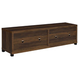 Sachin 79" TV Stand & Entertainment Center with Media Towers - Rustic Pine with Glass Doors & Black Metal Legs
