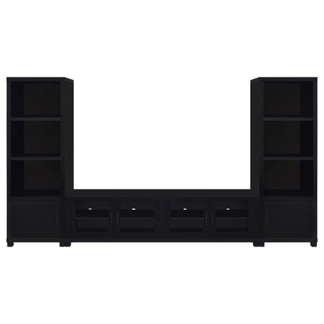 Jupiter 79" TV Stand & Entertainment Center with Media Towers - Glass Doors in Black – view 4