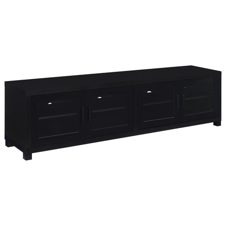 Jupiter 79" TV Stand & Entertainment Center with Media Towers - Glass Doors in Black – view 11