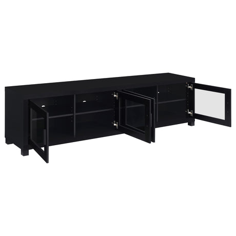 Jupiter 79" TV Stand & Entertainment Center with Media Towers - Glass Doors in Black – view 12