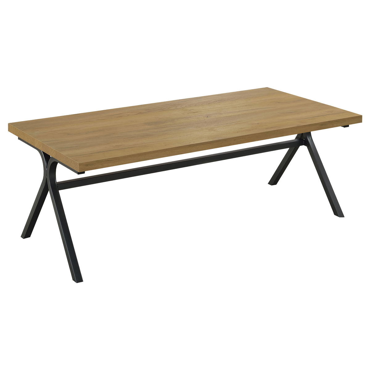 Colmar 3-Piece Coffee Table Set - Golden Oak Tops on Gunmetal Trestle Bases – view 3