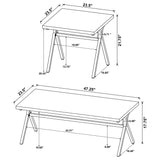 Colmar 3-Piece Coffee Table Set - Golden Oak Tops on Gunmetal Trestle Bases – view 6