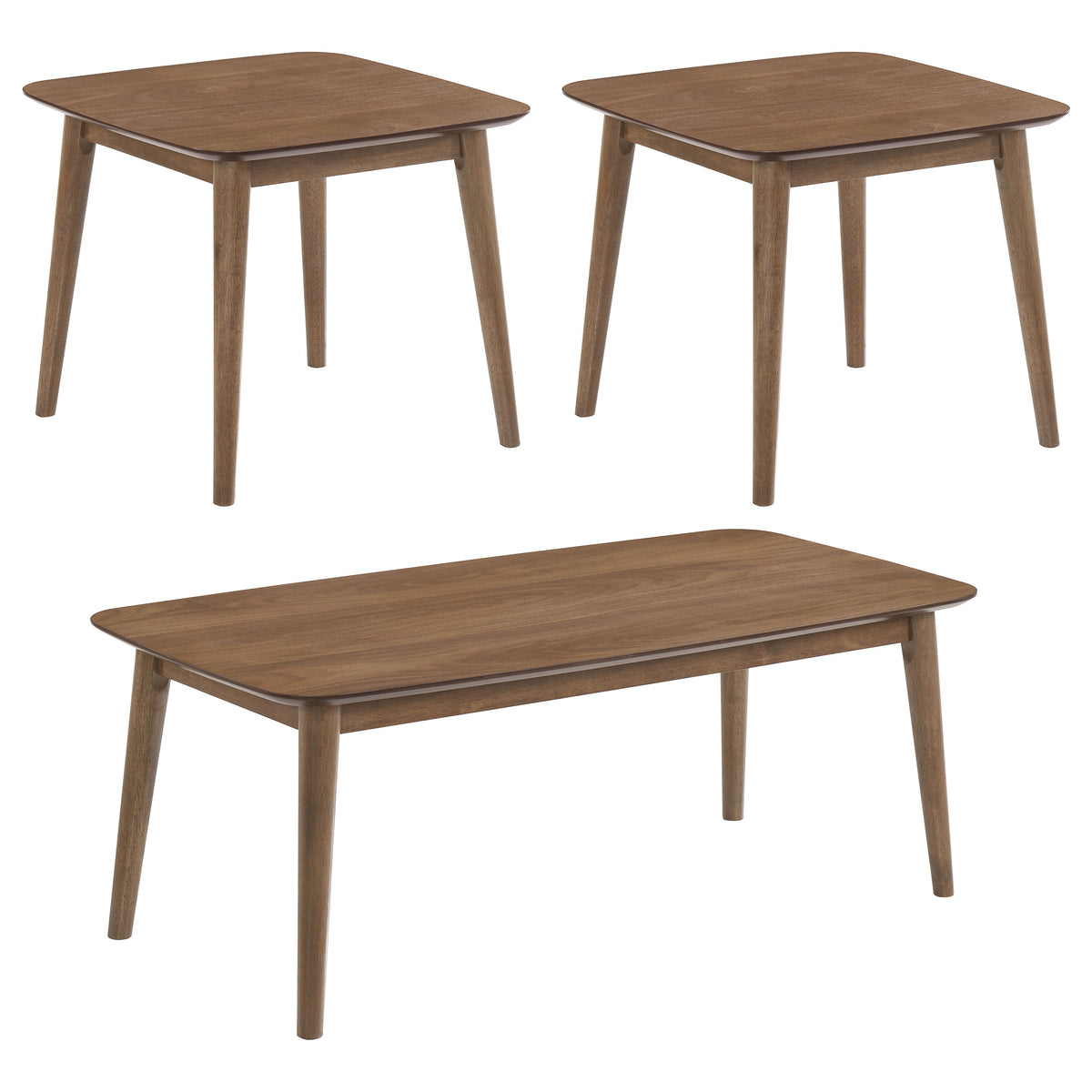 Radley 3-Piece Coffee Table Set - Mid-Century Walnut Coffee Table & 2 End Tables with Angled Legs – view 2