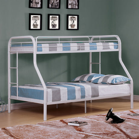 Finnerty Contemporary Metal Bunk Bed with Attached Ladder - Twin over Full or Full over Full in Black, Silver or White - 75bbcd746c53fb40a11d922e95b7f9d5c086c35c_CM_BK1032WH_TF_1_1