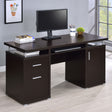 Tracy 55" Computer Desk with Raised Top & Cubbies - Drawers and Cabinet in Cappuccino – view 1