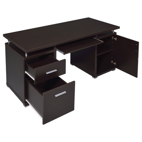 Tracy 55" Computer Desk with Raised Top & Cubbies - Drawers and Cabinet in Cappuccino – view 3