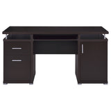 Tracy 55" Computer Desk with Raised Top & Cubbies - Drawers and Cabinet in Cappuccino – view 4
