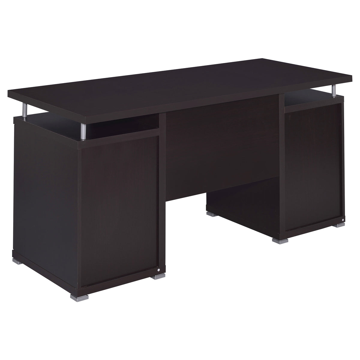 Tracy 55" Computer Desk with Raised Top & Cubbies - Drawers and Cabinet in Cappuccino – view 7