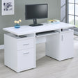 Tracy 55" Computer Desk with Raised Shelf - 2 Drawers, Cabinet & Open Cubbies in White – view 1