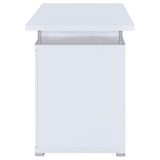 Tracy 55" Computer Desk with Raised Shelf - 2 Drawers, Cabinet & Open Cubbies in White – view 5