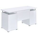 Tracy 55" Computer Desk with Raised Shelf - 2 Drawers, Cabinet & Open Cubbies in White – view 6