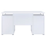 Tracy 55" Computer Desk with Raised Shelf - 2 Drawers, Cabinet & Open Cubbies in White – view 7