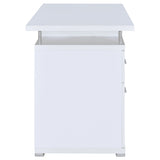Tracy 55" Computer Desk with Raised Shelf - 2 Drawers, Cabinet & Open Cubbies in White – view 8