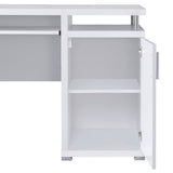 Tracy 55" Computer Desk with Raised Shelf - 2 Drawers, Cabinet & Open Cubbies in White – view 9