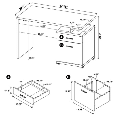 Irving 47" Computer Desk with Reversible File Cabinet & Drawer - Contemporary Cappuccino – view 12