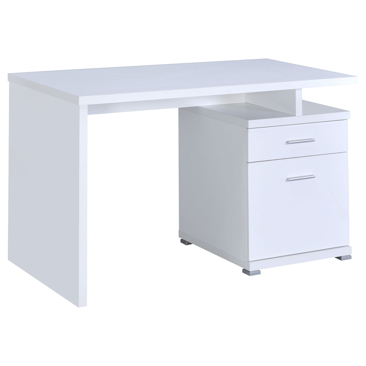 Irving 47" Computer Desk with File Drawer - Reversible Storage Pedestal in White – view 4