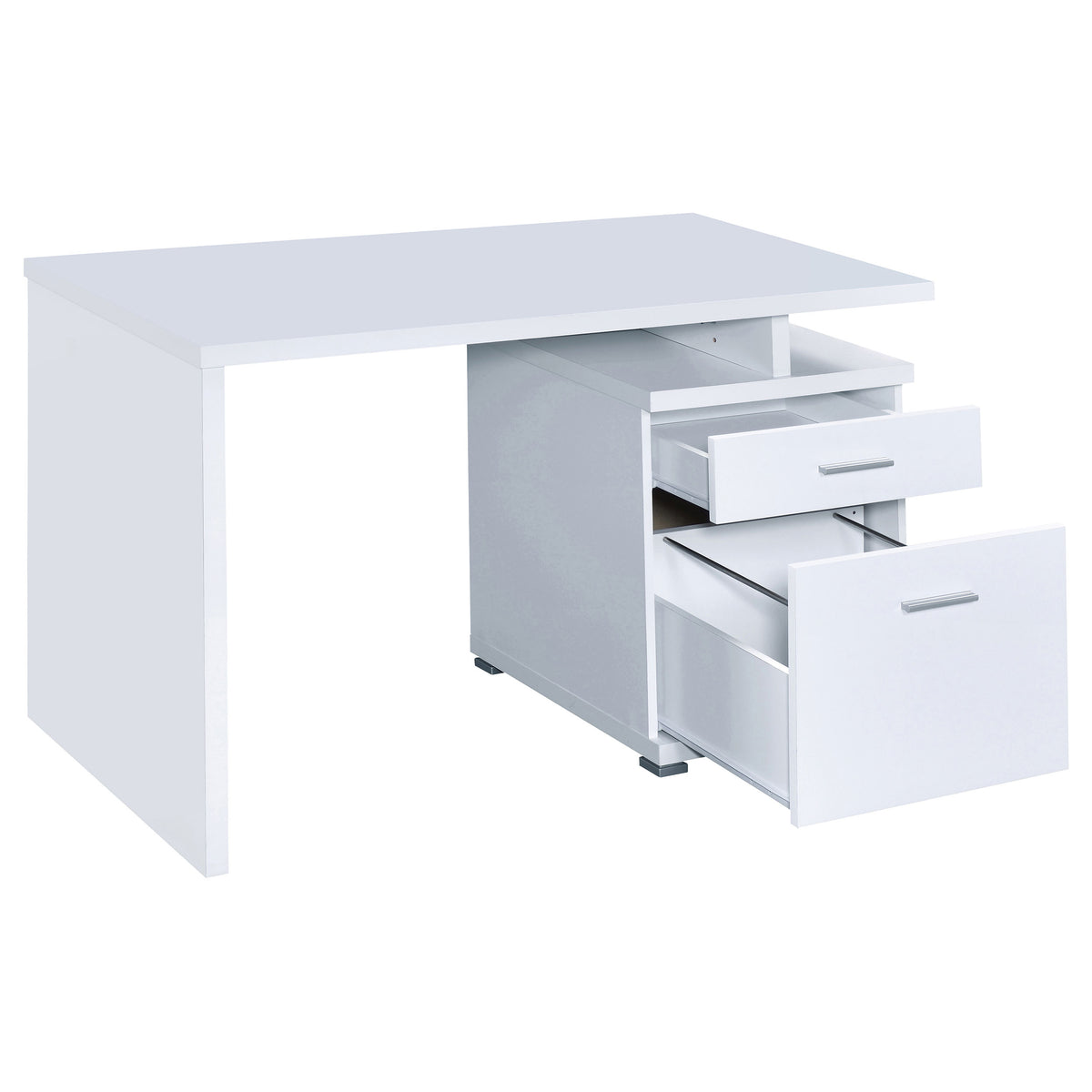 Irving 47" Computer Desk with File Drawer - Reversible Storage Pedestal in White – view 5
