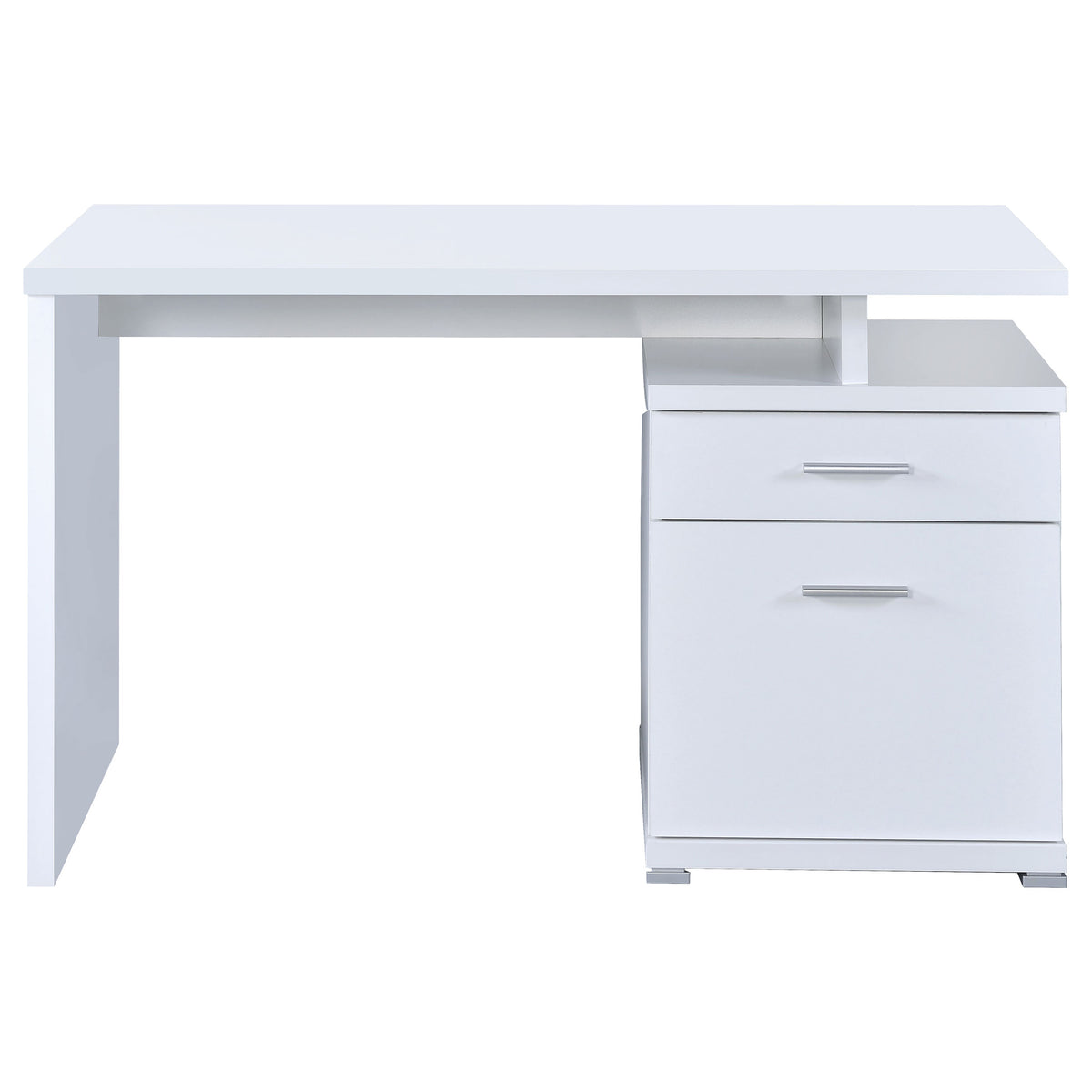 Irving 47" Computer Desk with File Drawer - Reversible Storage Pedestal in White – view 6