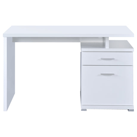 Irving 47" Computer Desk with File Drawer - Reversible Storage Pedestal in White – view 6